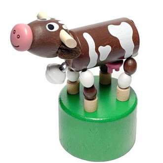 Dřevěné hračky - Mačkací figurka - Kráva (Detoa)