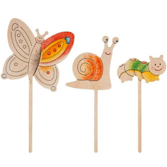 Dřevěné hračky - Tvoříme - Květinová dekorace k vymalování, 3ks (Goki)