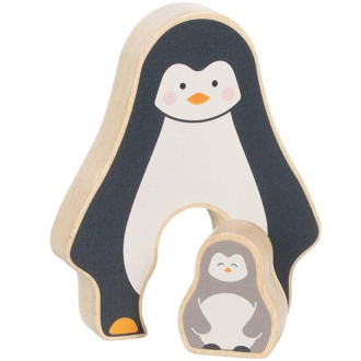 Puzzle a hlavolamy - Puzzle z masivu - Tučňák s tučňáčkem (Goki)