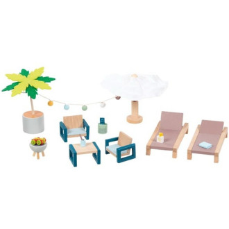 Dřevěné hračky - Nábytek pro panenky - Mallorca plážový set (Goki)