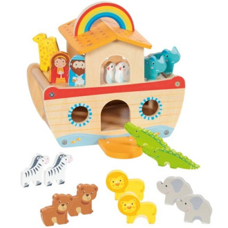 Dřevěné hračky - Noemova archa - Dřevěná se zvířátky (Goki)