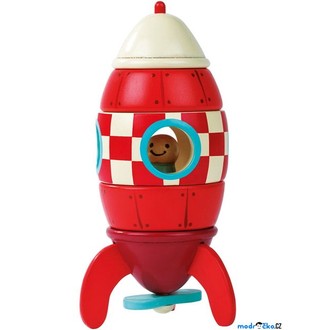 Dřevěné hračky - Skládací hračka - Dřevěná magnetická raketa (Janod)