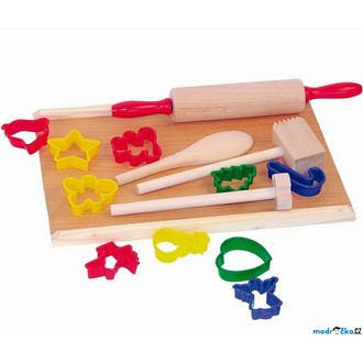 Dřevěné hračky - Kuchyň - Sada kuchyňského náčiní s tvořítky (Woody)