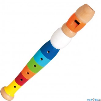 Dřevěné hračky - Hudba - Flétna dřevěná 20cm, barevná (Bino)