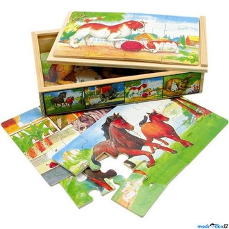 Puzzle a hlavolamy - Puzzle dřevěné - V krabičce, Zvířátka, 48ks (Bino)