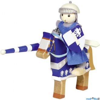 Dřevěné hračky - Postavička dřevěná - Rytíř modrý na koni (Goki)