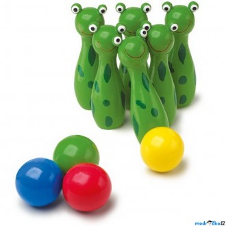 Na ven a sport - Kuželky dětské - Dřevěné malé, Žabky zelené (Legler)