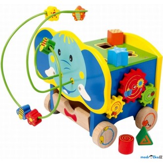 Dřevěné hračky - Motorická kostka - Aktivní kostka slon (Small foot)