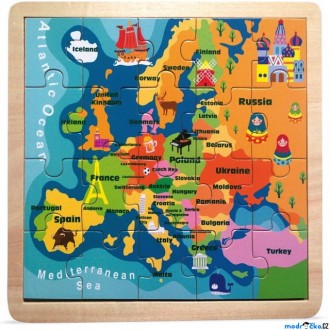 JIŽ SE NEPRODÁVÁ - Puzzle na desce - Mapa Evropy, 20ks (Legler)
