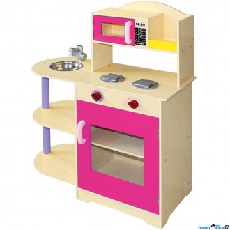 Dřevěné hračky - Kuchyňka dětská - Dřevěná s mikrovlnnou troubou (Bino)
