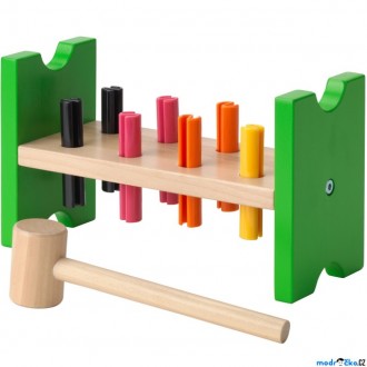 Dřevěné hračky - Zatloukačka - Dřevěná MULA, 8 kolíků (Ikea)