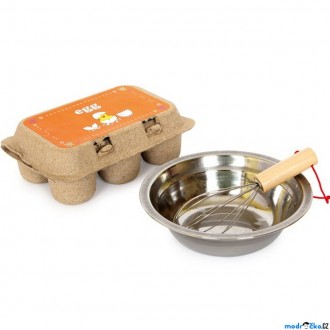 Dřevěné hračky - Kuchyň - Vejce dřevěná s miskou a šlehačem (Small foot)
