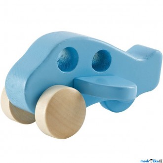 Dřevěné hračky - Letadlo - Dřevěné modré na kolečkách (Hape)