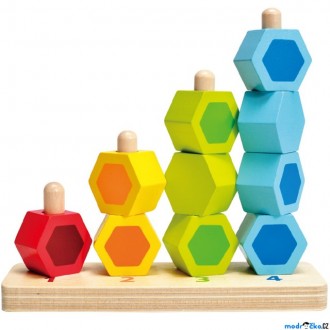 Dřevěné hračky - Skládačka - Nasazování na tyč, Počty a barvy (Hape)