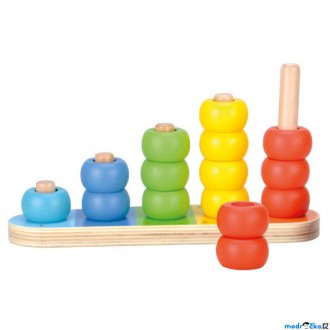 Dřevěné hračky - Skládačka - Navlékací kroužky, Barvy a počítání (Bino)