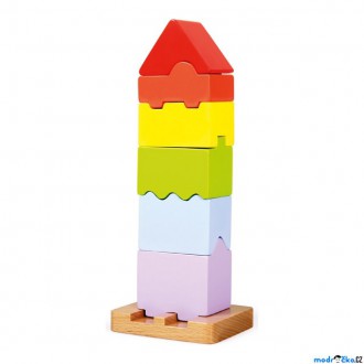 Dřevěné hračky - Skládačka - Věž z kostek, hlavolam (Bino)