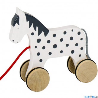 Dřevěné hračky - Tahací hračka - Koník strakatý bělouš Alvah (Goki)