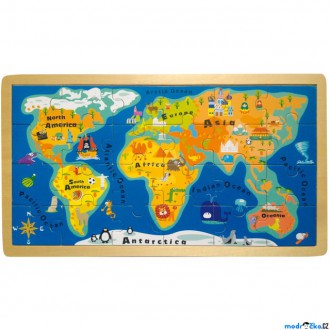 Puzzle a hlavolamy - Puzzle na desce - Mapa Světa, 24ks (Small foot)