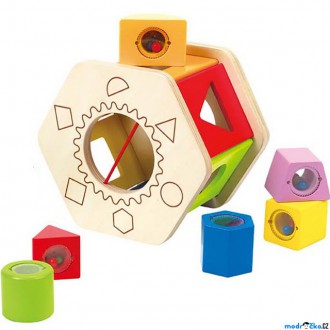 Dřevěné hračky - Vhazovačka - Vkládací šestihran s tvary (Hape)