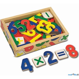 Dřevěné hračky - Magnetky - Dřevěná magnetická čísla, 37ks (M&D)