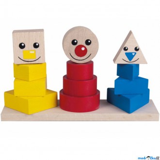 Dřevěné hračky - Skládačka - Nasazování na tyč, Veselé pyramidy (Detoa)