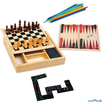 Dřevěné hračky - Společenské hry - Soubor klasických her 4v1 (Legler)
