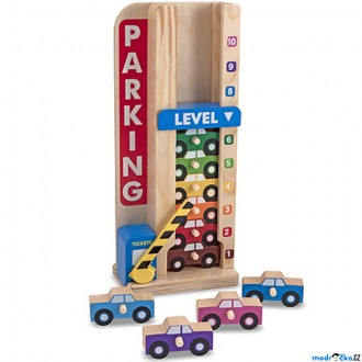 Dřevěné hračky - Vhazovačka - Garážová počítací věž s autíčky (M&D)