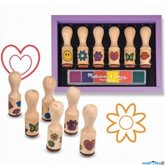 Dřevěné hračky - Razítka dřevěná - Symboly v krabičce, 6ks (M&D)