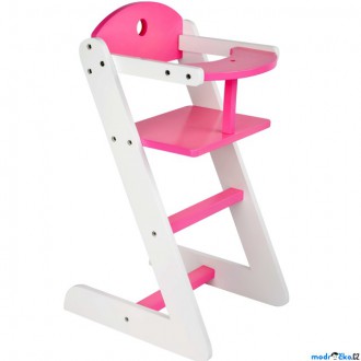 JIŽ SE NEPRODÁVÁ - Židlička pro panenky - Dřevěná bílo-růžová (Small foot)