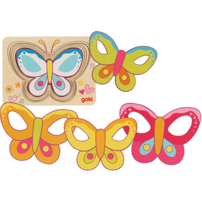 Puzzle vícevrstvé - Motýl srdíčkový, 5 vrstev (Goki)
