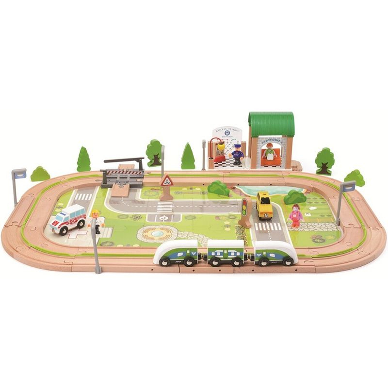 Vláčkodráha 2Kids Toys - Vesnice, 110 dílů