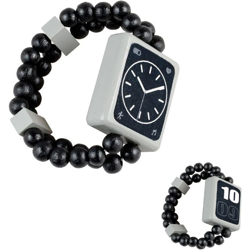 Dřevěná bižuterie - Hodinky oboustranné černé (Detoa)