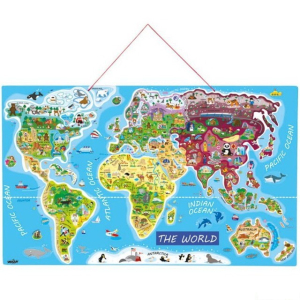 Puzzle magnetické - Mapa světa Orbis pictus, 91 dílků (Woody)