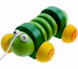 Tahací hračka - Klepačka, Zelený červík (Woody)