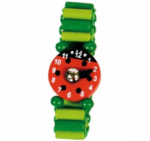 Dřevěná bižuterie - Hodinky zelené beruška (Bino)