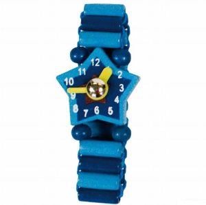 Dřevěná bižuterie - Hodinky modré hvězda (Bino)