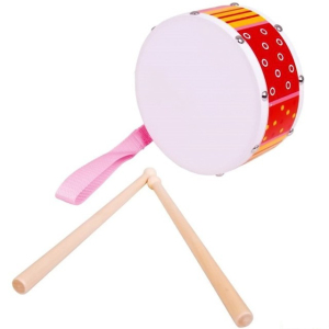 Hudba - Bubínek, S paličkami, Červený (Bigjigs)