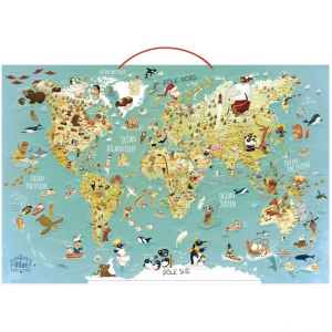 Puzzle magnetické - Nástěnná mapa světa, 78 dílků (Vilac)