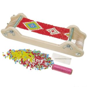 Tkací stav na korálky - Dřevěný menší s korálky (Small foot)