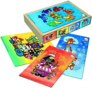 Puzzle dřevěné - V krabičce, Pohádky, 48ks (Bino)