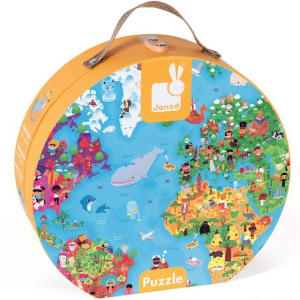 Puzzle z kartónu - Mapa světa, 300 dílků (Janod)