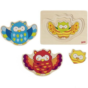 Puzzle vícevrstvé - Sova, 4 vrstvy (Goki)