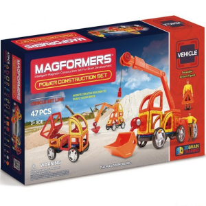 Magformers - Power Construction, Stavební auta PLUS, 47 ks