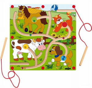 Motorický labyrint - Magnetická hra, Nakrm zvířátka (Woody)