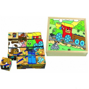 Kostky obrázkové 16ks - Mašinka (Woody)