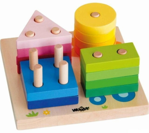 Skládačka - Základní tvary na desce s obrázky (Woody)