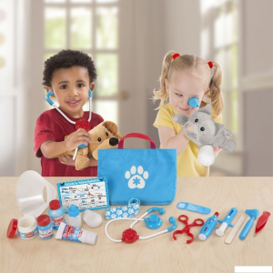 Hrací sada - Set malý veterinář + 2 plyšáci (M&D)