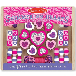 Navlékací perle - Set korálků, Srdce 45ks (M&D)