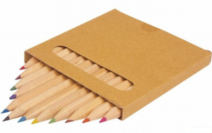 Psací potřeby - Pastelky krátké přírodní, 12ks (Legler)