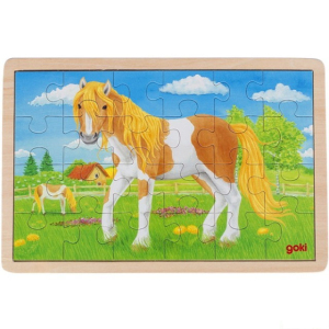 Puzzle na desce - Léto na koňské louce, 24ks (Goki)